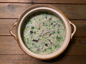 “Century Egg and Pork Congee (a classic Cantonese dish)”